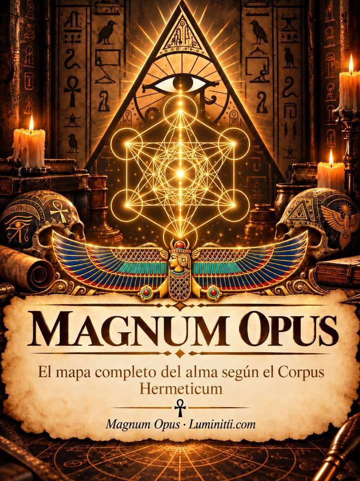 Portada del libro Magnum Opus: el mapa completo del alma según el Corpus Hermeticum, de Denny